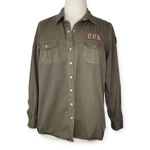 Torrid Army Style Patch Camp Shirt Green 1
